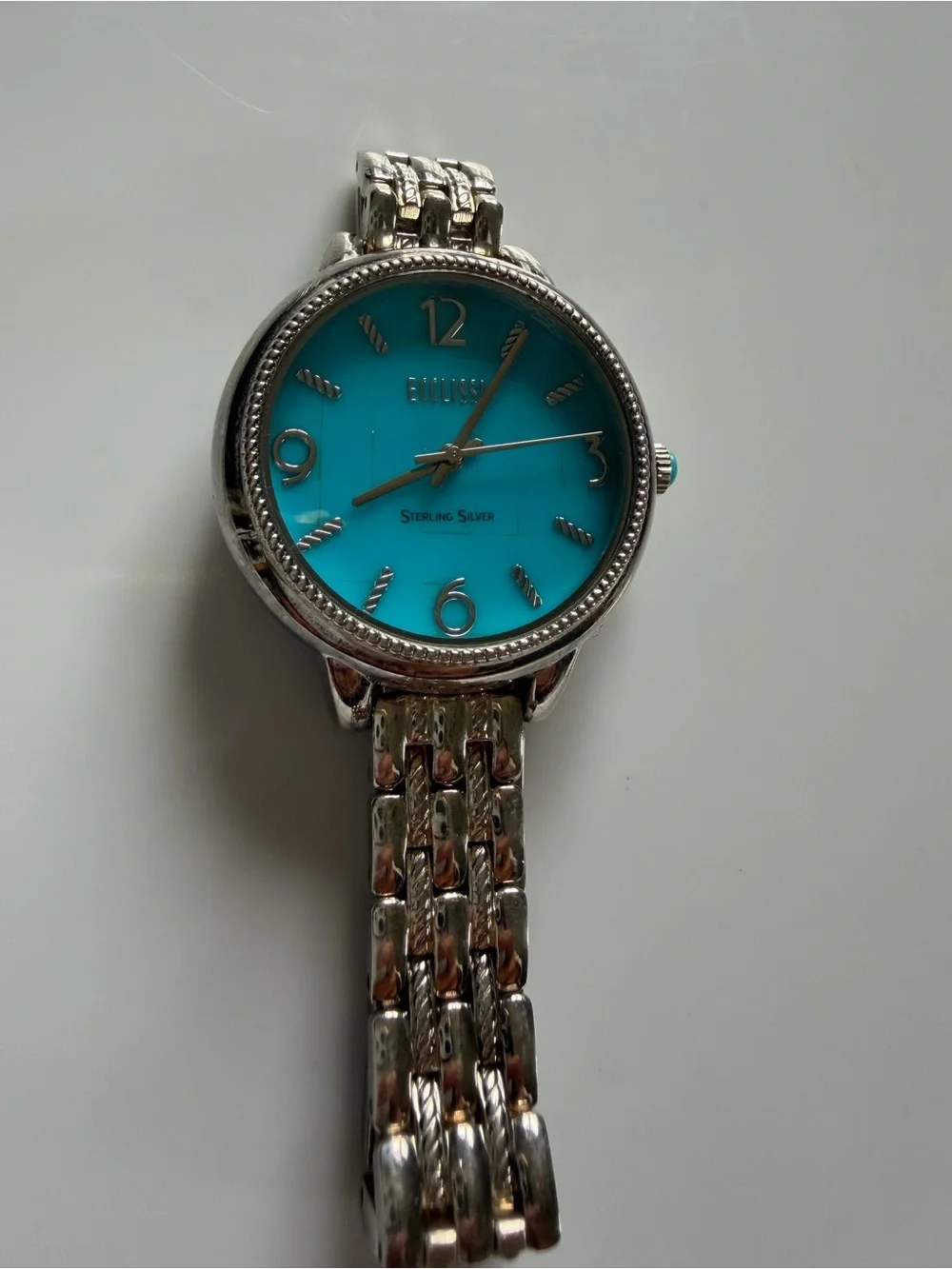 Ecclissi Sterling Silver Back Ladies Watch - Silver with Turquoise Crown